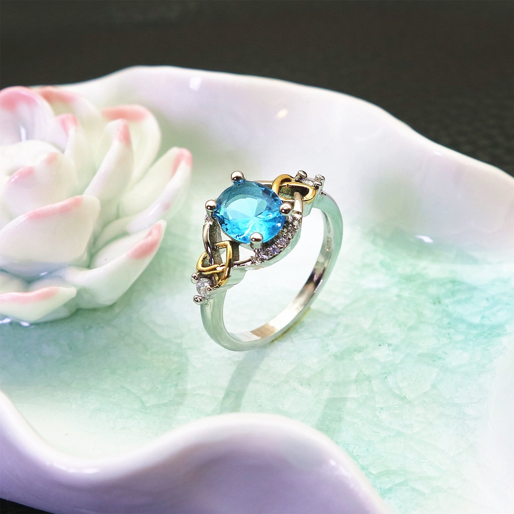 Nhẫn Đính Đá Zircon Lấp Lánh Nhiều Màu Sang Trọng Thời Trang Cho Nữ