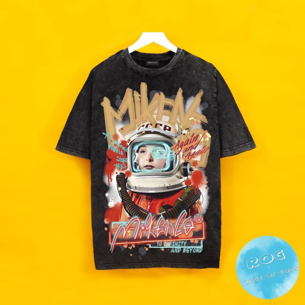 Áo thun tay lỡ MIKENCO Phi hành gia Streetwears SG , Áo thun unisex nam nữ from rộng oversize chất liệu cotton