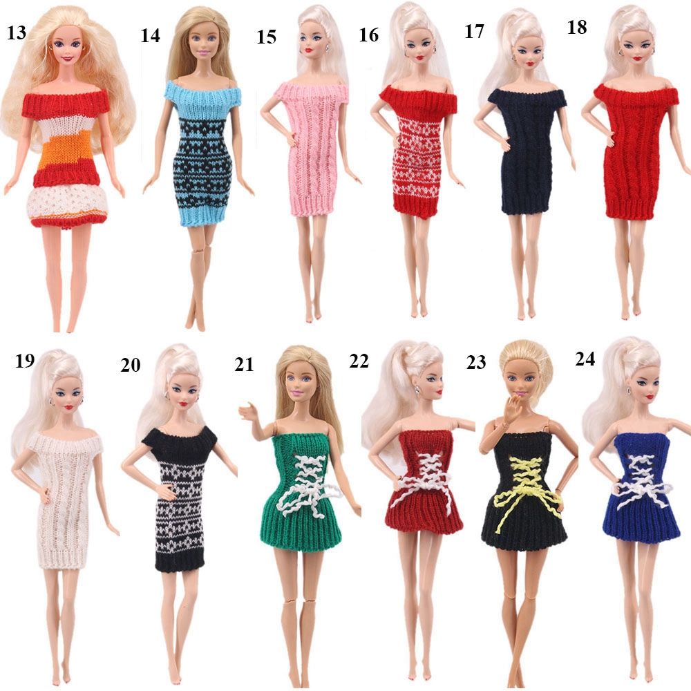 Áo sweater dệt kim mini phối lông nhiều màu sắc thời trang cho búp bê DIY