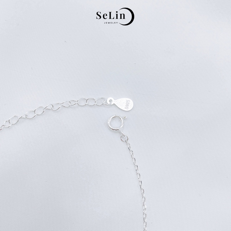 Vòng tay bạc lắc tay bạc nữ 925 hình khối trụ dây đơn giản nữ tính SELIN JEWELRY - 0164