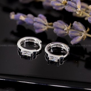 Bông Tai Khoen Bạc 925 Hình Chữ Nhật Đá Trắng Ddreamer 2427BTK
