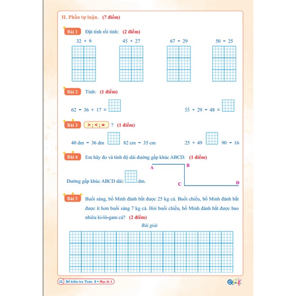 Sách - Đề Kiểm Tra Toán Lớp 2 - Cánh Diều - Học Kì 1 (1 cuốn)