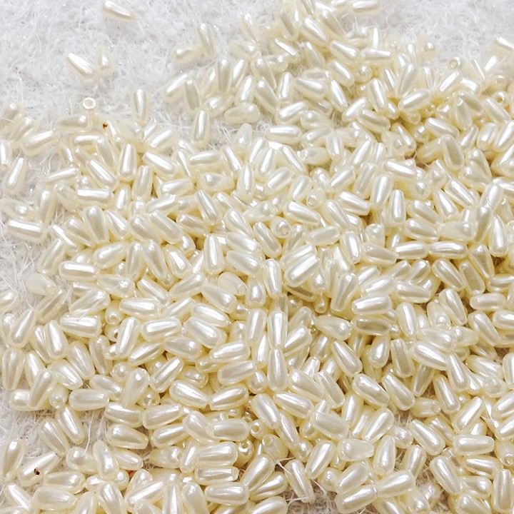 Gói 200 hạt cườm trai nhựa dài 6mm lúa gạo nhựa size 6li trang trí thủ công làm vòng tay sang trọng