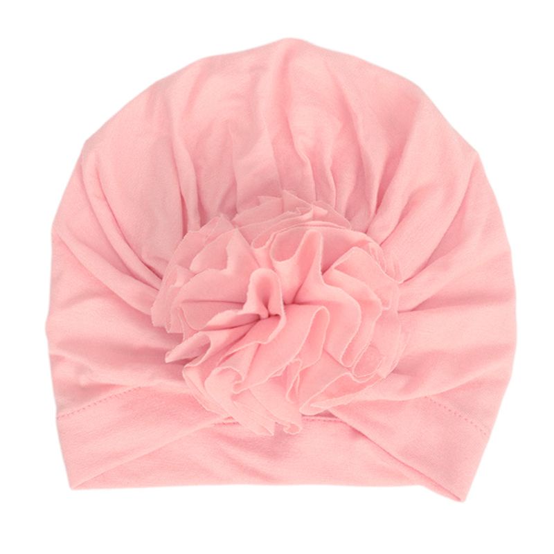 Mũ Turban Cotton Mềm Mại Màu Trơn Xếp Nếp Nhăn Cho Bé Sơ Sinh