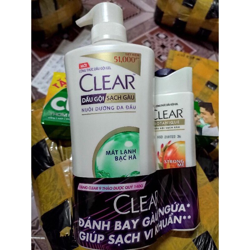 Dầu gội clear bạc hà gel 900g tặng dầu gội thảo dược 140g