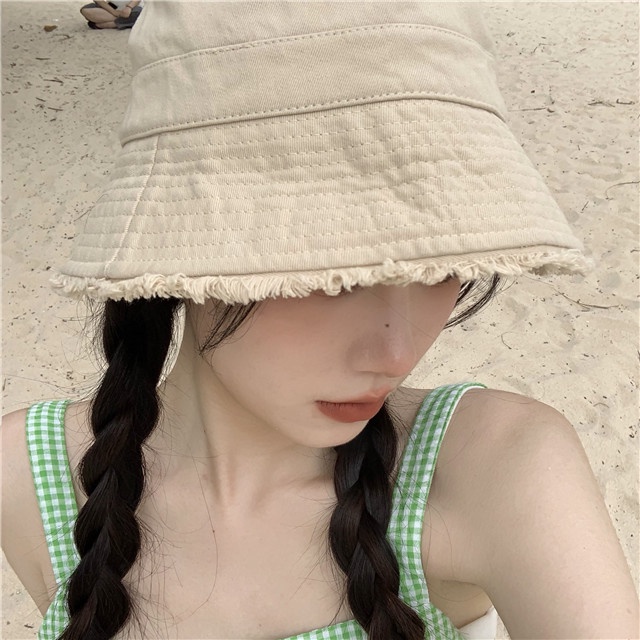 Nón Bucket Chống Nắng Vành Tròn Viền Lông Phong Cách Nhật Hàn Thời Trang Mùa Hè Cho Nữ