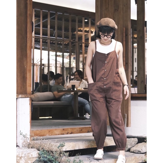 SALE • Quần yếm linen phối cúc kiểu dáng vintage thiết kế cao cấp CALM