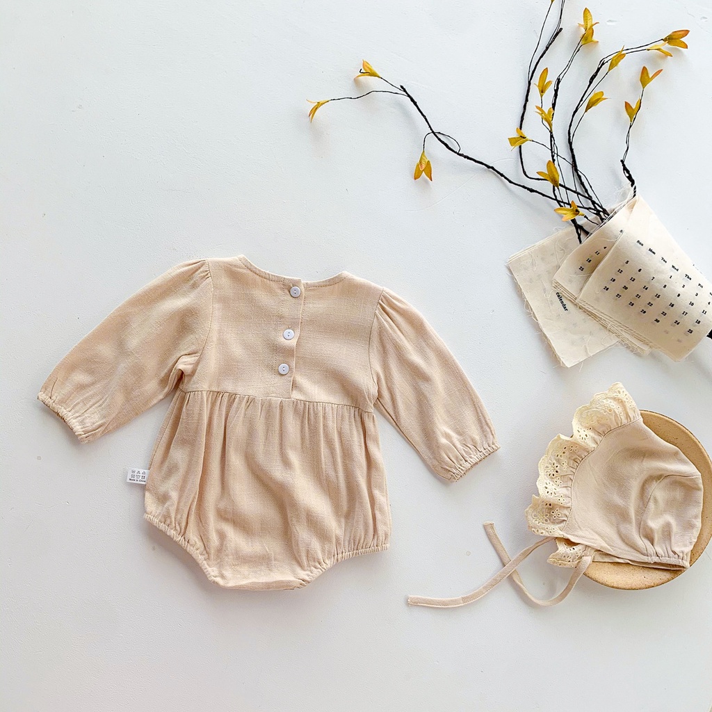 Set Áo Liền Quần &amp; Quần Dài &amp; Mũ Trùm Đầu Thêu Ren Cho Bé Gái Sơ Sinh