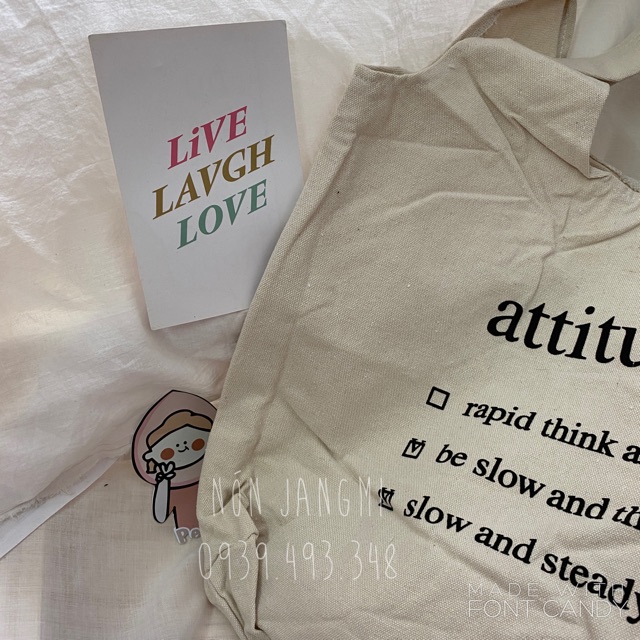 Túi Vải Canvas Attitude Quảng Châu ( Hình Shop Tự Chụp )