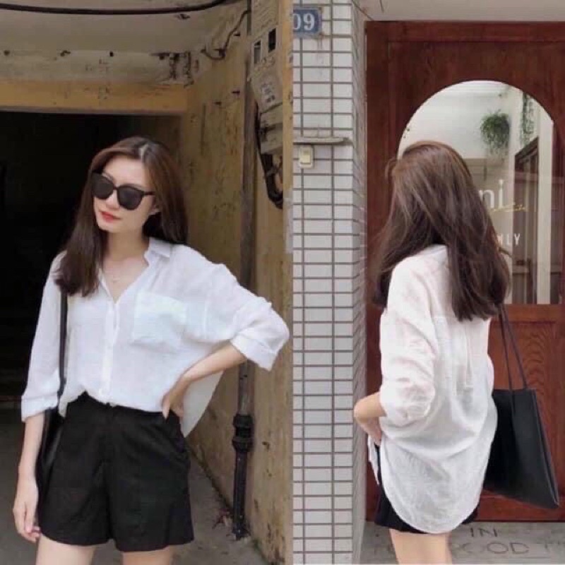 Sơ mi vải xô trắng