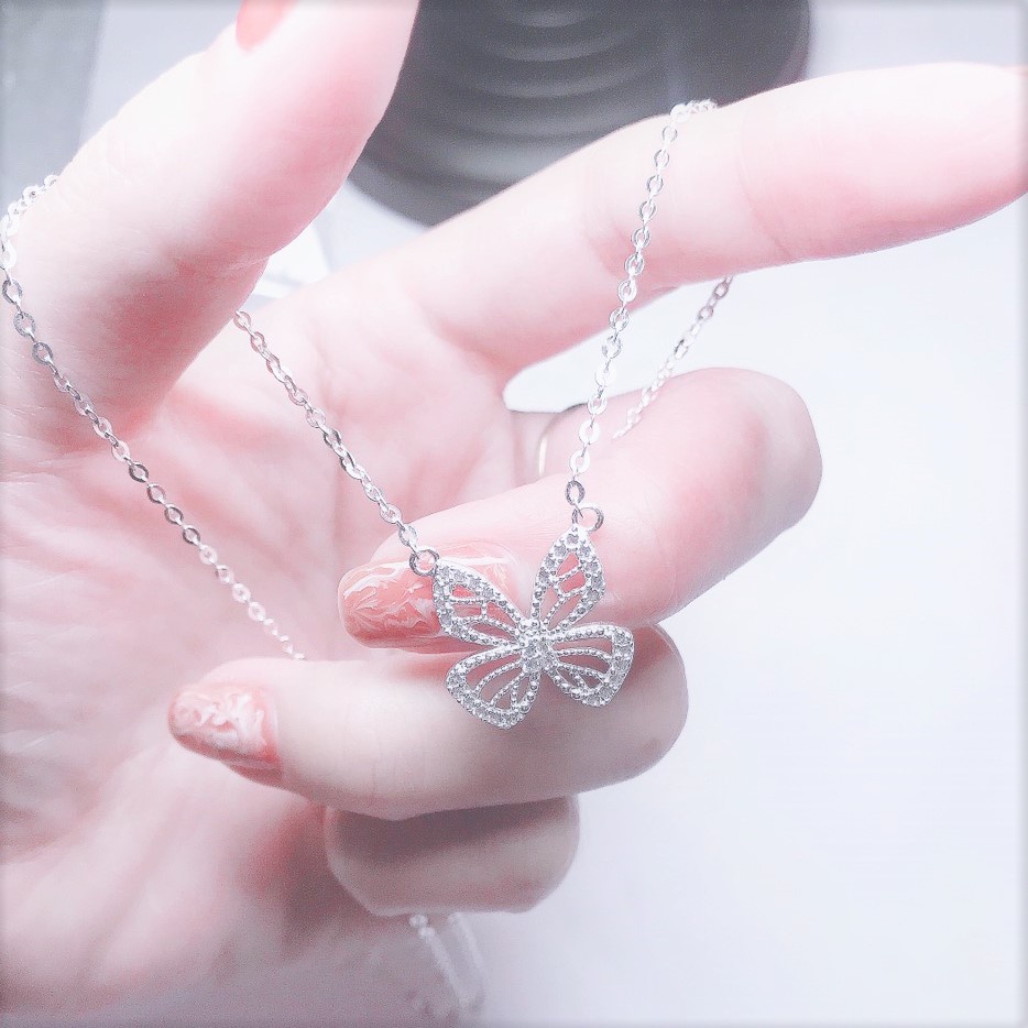 Dây chuyền bạc nữ Evasilver hình đôi cánh (Ảnh thật), Vòng cổ chất liệu bạc ta sang trọng nữ tín