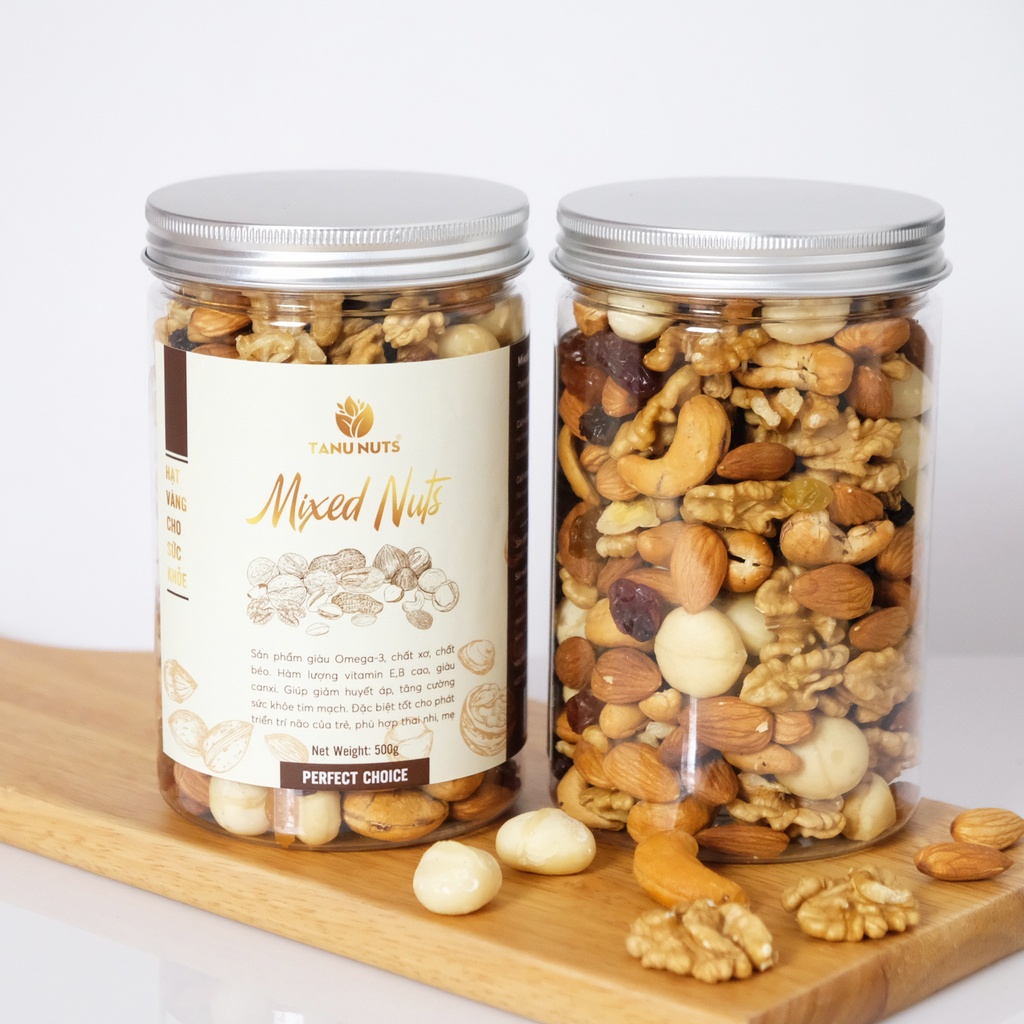 Combo siêu hời gồm hạt mix dinh dưỡng 4 hạt và mix raisins TANU NUTS ăn vặt mẹ bầu