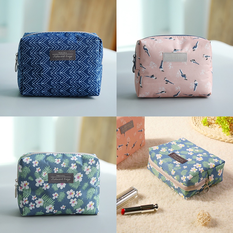 Túi Đựng Đồ Trang Điểm In Hình Chim Hồng Hạc Ốp