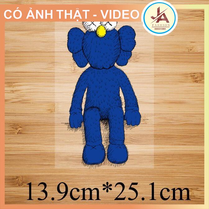Decal chuyển nhiệt ủi áo - mẫu ''kawwss xanh ngồi'' in áo , túi ,quần JASHOP