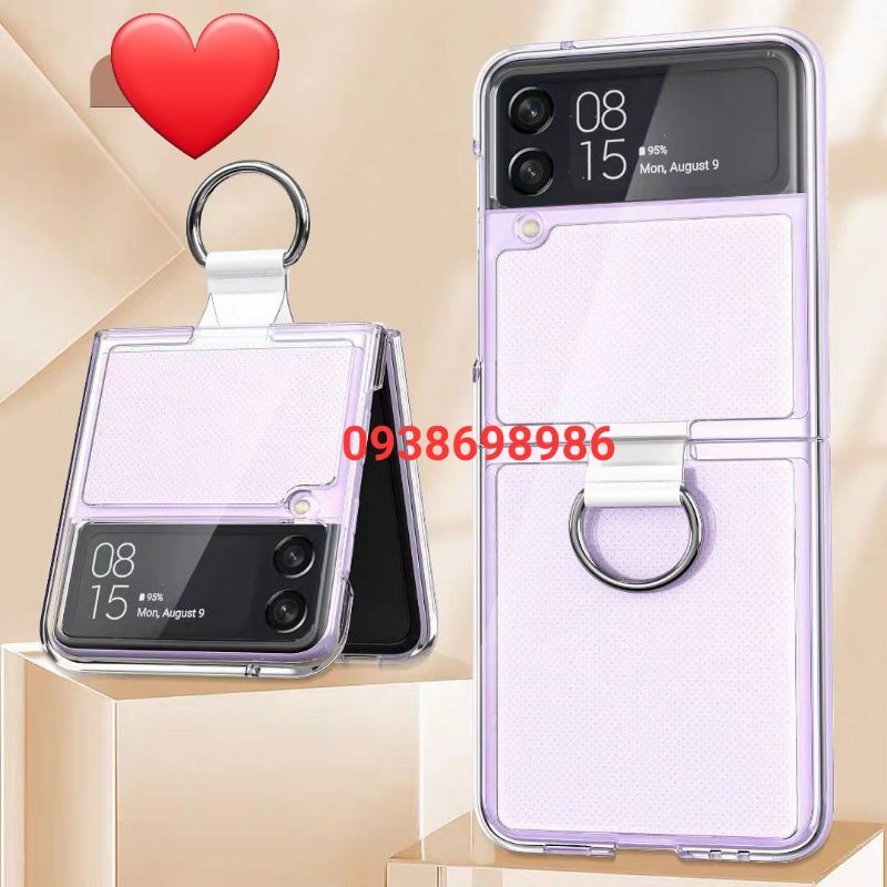 Ốp trong suốt có móc treo Samsung Z Flip 5/ Z Flip 4 / Z Flip 3 khoe màu máy