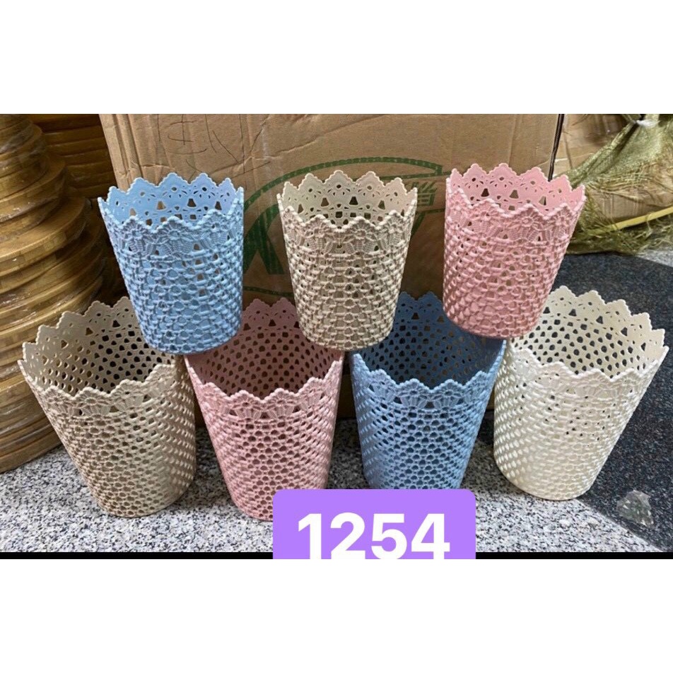 Rổ nhựa giả đan mây - Rổ nhựa hình tròn đựng đồ màu pastel xinh xắn