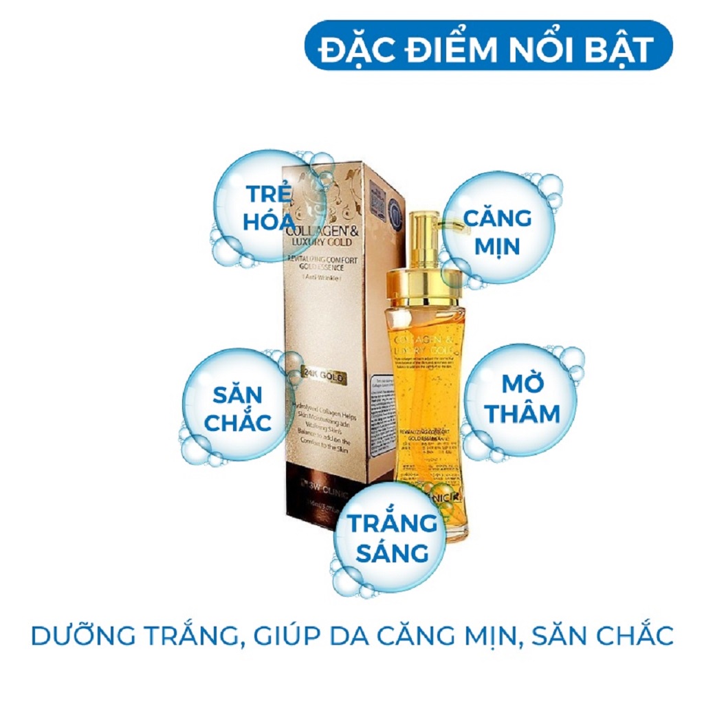 Serum Vàng Collagen Luxury Gold Chống Lão Hóa Và Dưỡng Trắng 3W Clinic 150ml Hàn Quốc