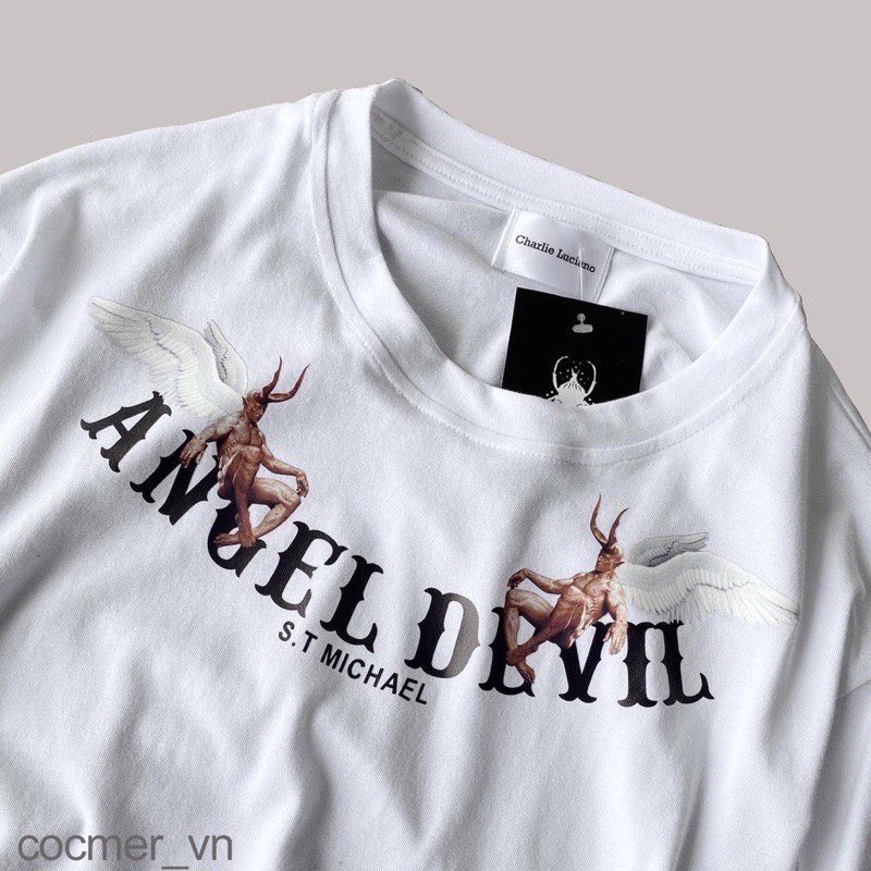 Áo thun tay lỡ Angel Devil , áo thun nam nữ unisex ,samyy_vn