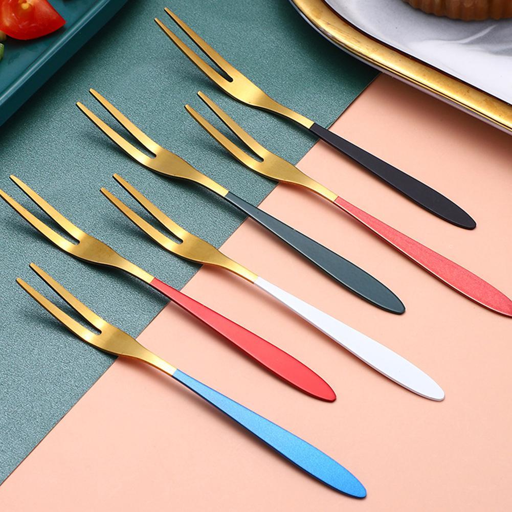 Nĩa ăn trái cây/ bánh trung thu mini chất liệu thép không gỉ nhiều màu dễ thương