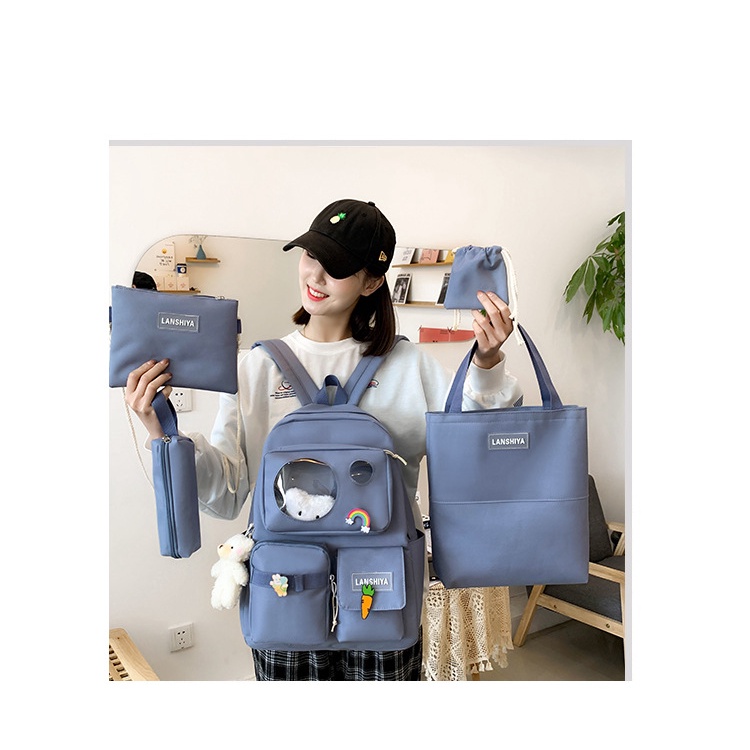 set balo nữ đi học thời trang 4 món ulzzang