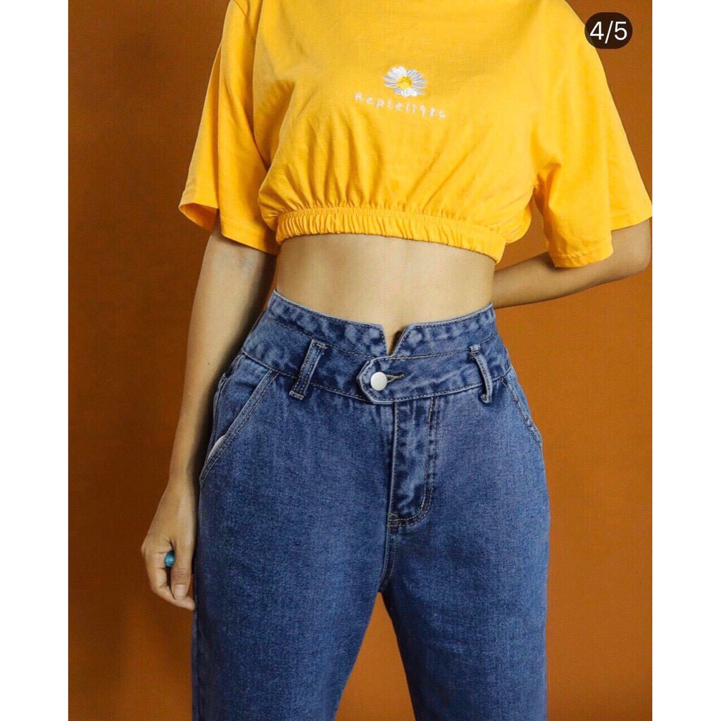 ÁO CROPTOP ÔM  ÁO CROPTOP BO THÊU HOA CÚC CT17