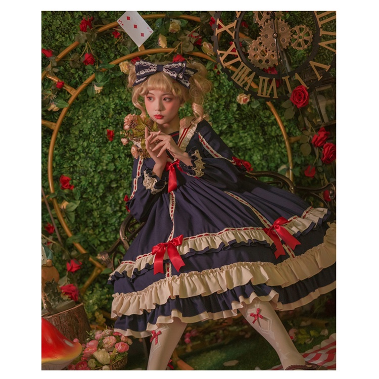 Váy lolita dài tay  retro phong cách  eo cao váy công chúa