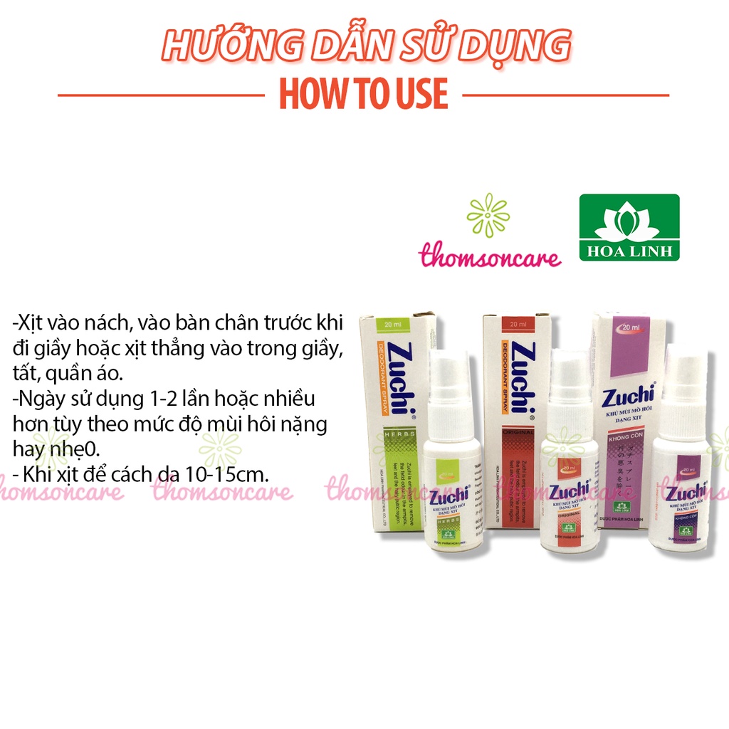Xịt khử mùi Zuchi - nhanh khô, thông thoáng - Chính hãng