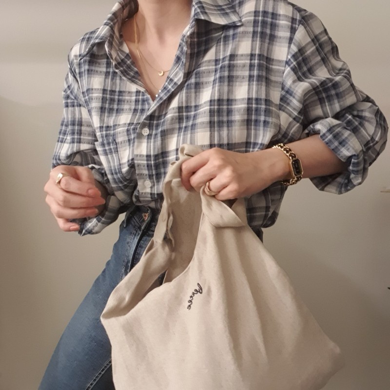 SUXI Áo sơ mi cho nữ tay dài kẻ sọc caro phong cách cổ điển Hàn Quốc