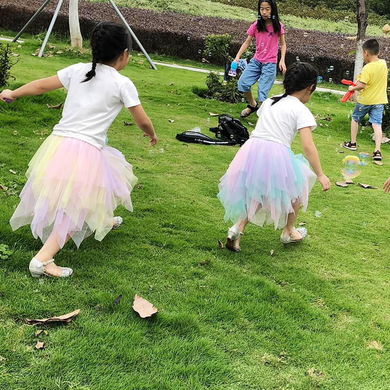 Chân Váy Dài Xếp Tầng Nhiều Màu Sắc Phong Cách Châu Âu Cho Bé Gái * Ch gotn V Y tutu