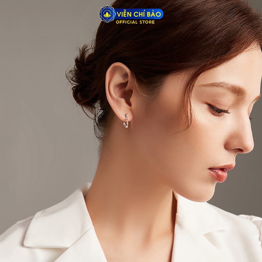Bông tai bạc nữ khóa tròn xoắn sóng chất liệu bạc 925 thời trang phụ kiện trang sức Viễn Chí Bảo B400775