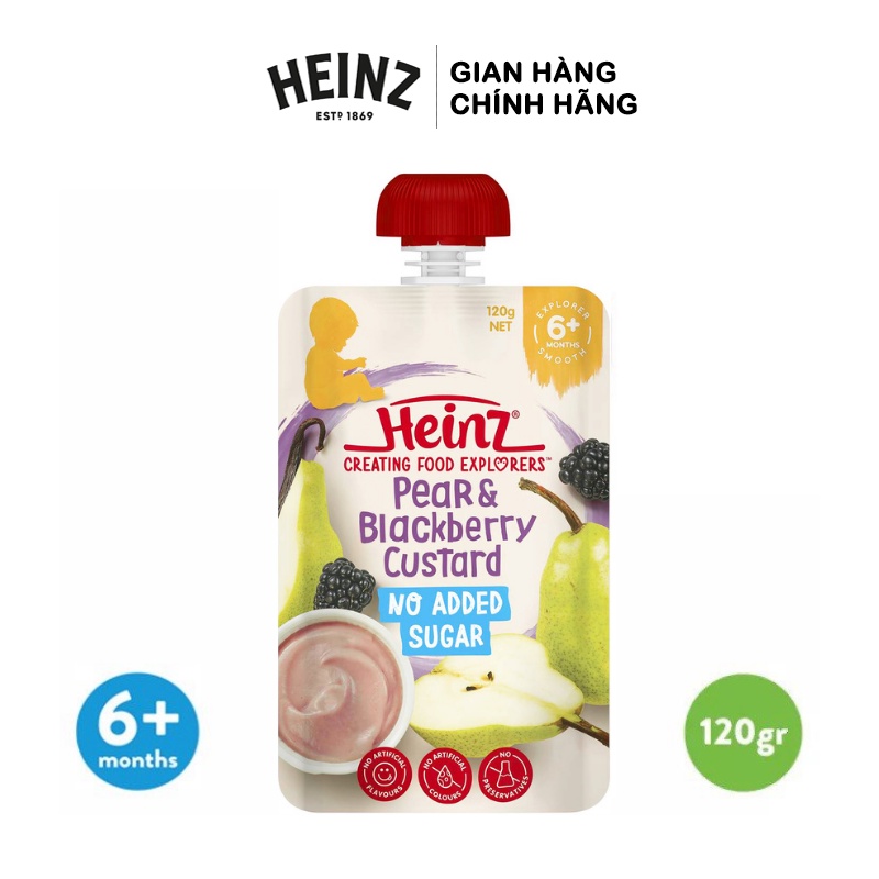 [HSD: T04/24] Túi Dinh Dưỡng Lê & Mâm Xôi HEINZ 120g 6+