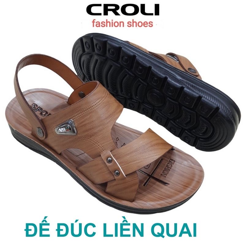 Dép Da Nam.Dép Nam Da Bò ,Đế Cao Su dầy 4cm.CROLI 026