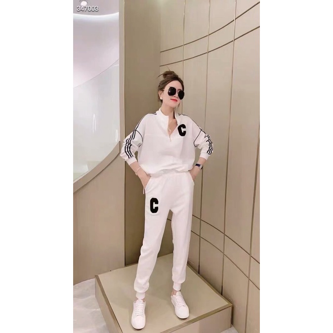 Bộ Thể Thao Dài Tay Sọc Trắng Chữ C ,🛒 ngoclinhstore<FREESHIP> 🛒 Set Nữ Có 2 Màu ĐEN TRẮNG | BigBuy360 - bigbuy360.vn