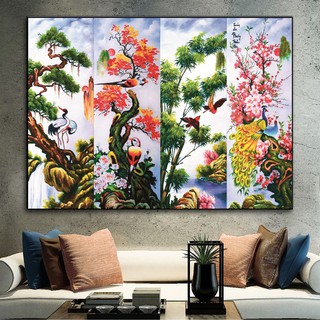 TRANH DÁN TƯỜNG 3D TỨ QUÝ -TRANH DÁN TỨ QUÝ TÙNG,TRÚC,CÚC,MAI