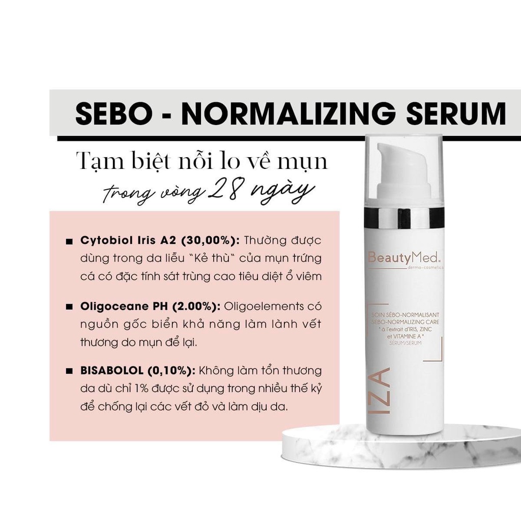 BeautyMed IZA Soin Sebo – Normalizing Care IZA Serum – Serum chăm sóc da Mụn, Điều Tiết Bã Nhờn