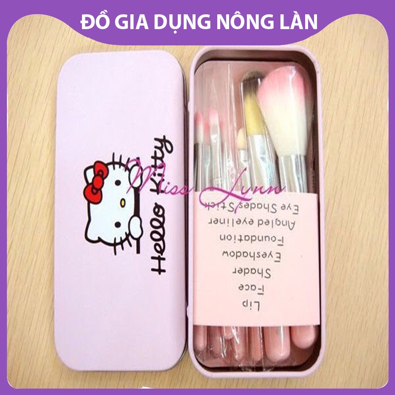 Bộ cọ trang điểm 7 món Hello kitty hộp thiếc đáng yêu xinh xắn tiện lợi, thích hợp cầm tay đi làm, đi du lịch NL Shop