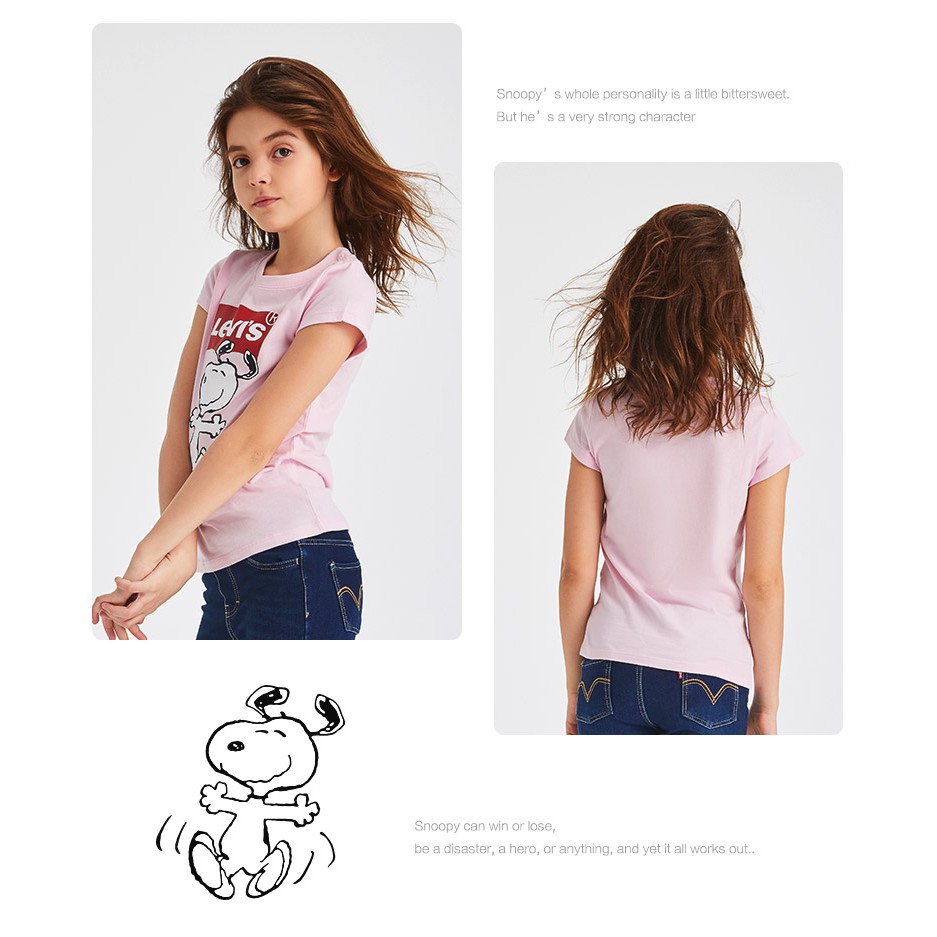 LEVI'S Levi Áo Thun In Hình Snoopy Thời Trang Mùa Hè Dành Cho Mẹ Và Bé