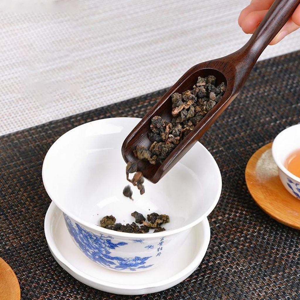 1 Muỗng Múc Trà Bằng Gỗ Mun Cán Dài