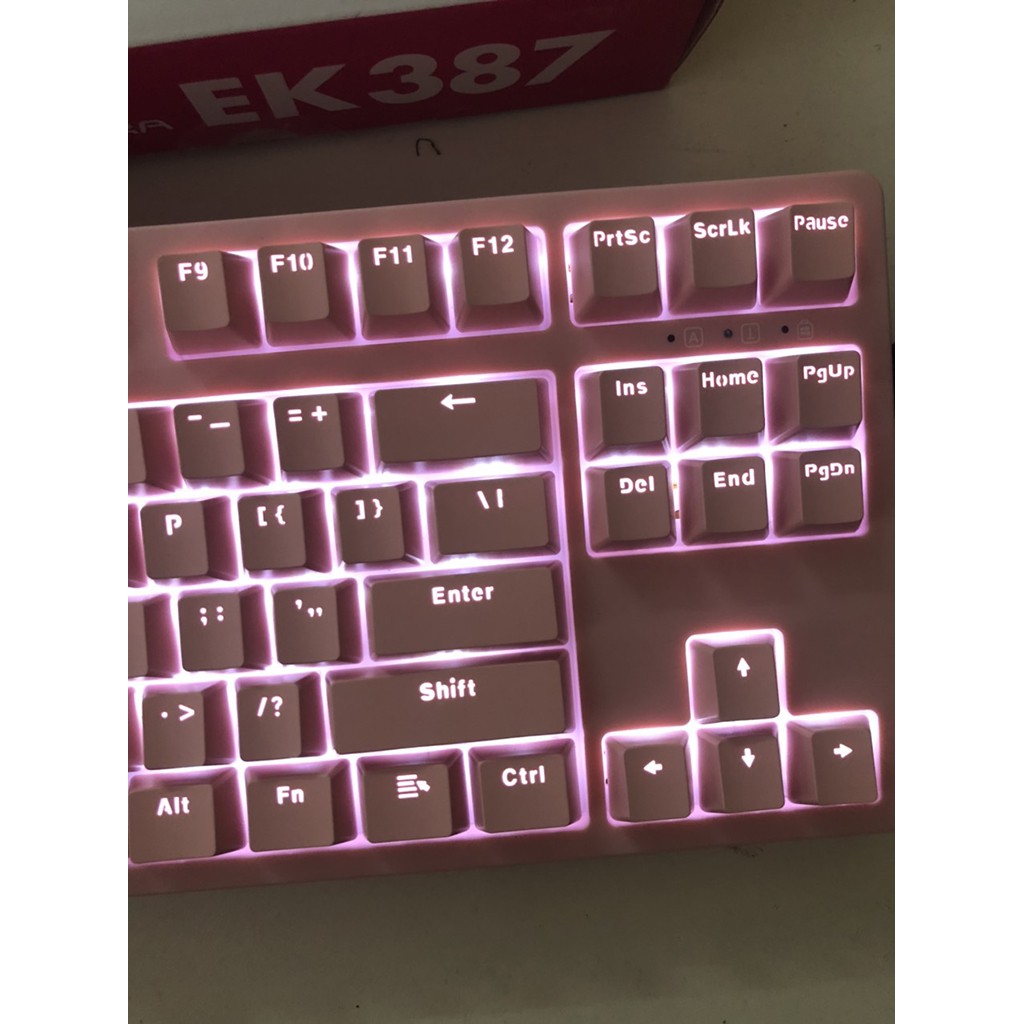 Bàn phím cơ TKL E-DRA EK387 Phiên Bản màu Trắng và Hồng - Led 1 màu - Blue/Brown/Red Sw - BH chính hãng 24 tháng