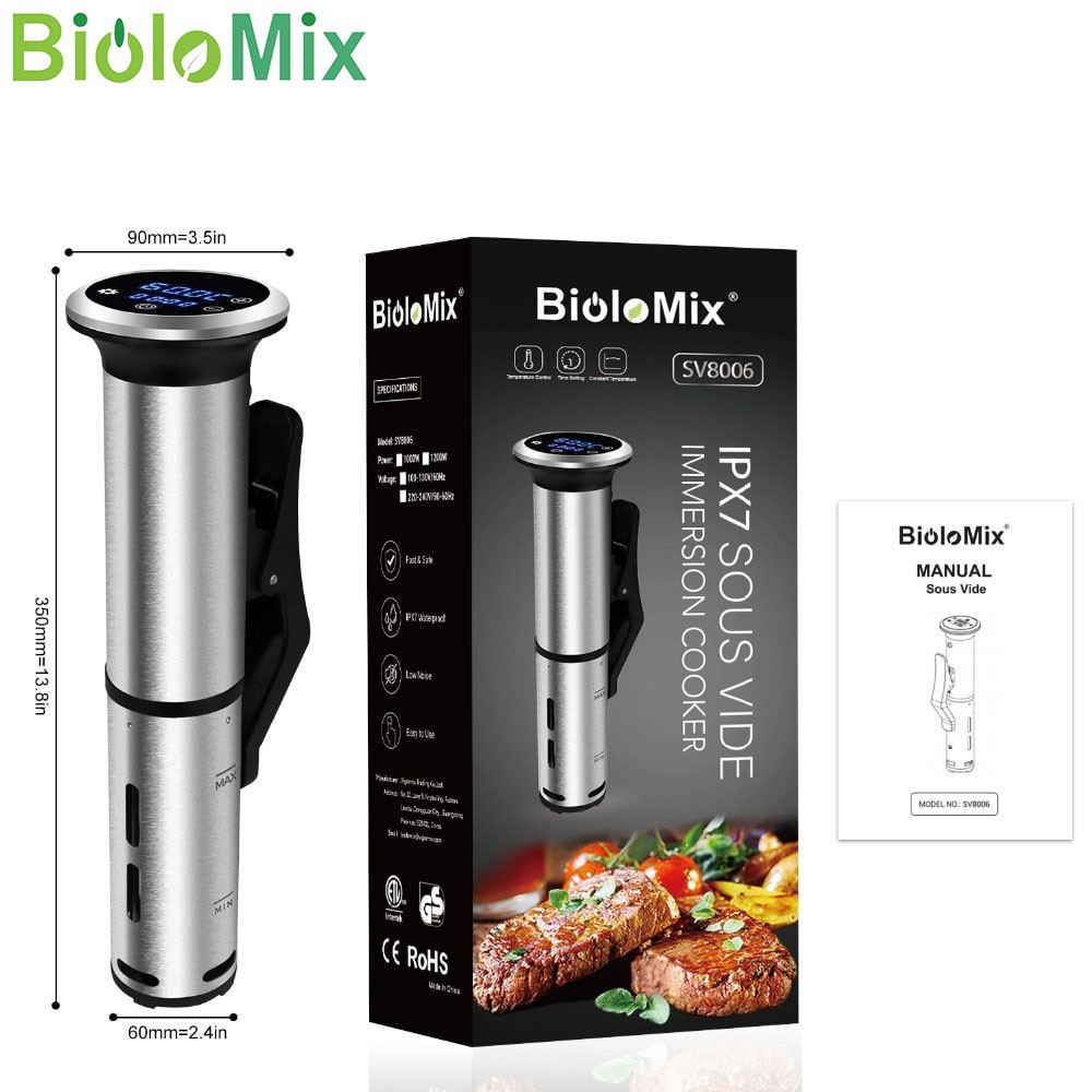 BioloMix Sous vide máy nấu chậm nồi nấu chân không màn hình điều khiển chính xác kỹ thuật số LED - SV-8006 ( Hàng có sẵn