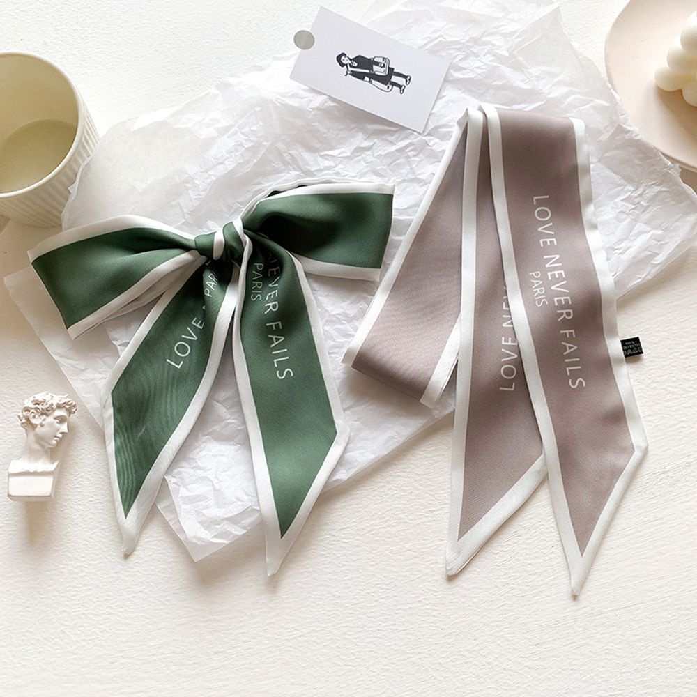 Khăn choàng cổ bằng lụa màu trơn in chữ thời trang Hàn Quốc đa năng cho nữ