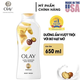 [USA] Sữa Tắm Dưỡng ẩm Olay Ultra Moisture Shea Butter 650ml bơ sữa hạt mỡ - Mỹ