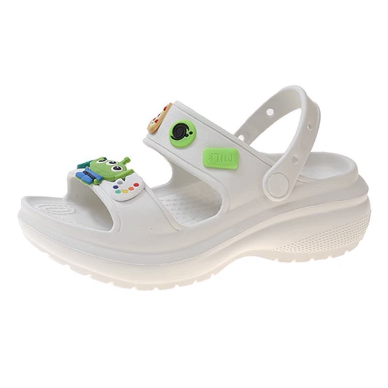 Dép Sandal Nữ Đế Độn 4cm tặng bộ 12 sticker (Form nhỏ) - Dép crocs nữ đi học chống nước siêu bền - DL166