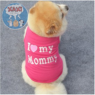 ÁO THUN CHO CHÓ MÈO VỚI DÒNG CHỮ YÊU MOMMY MÀU HỒNG CỰC DỄ THƯƠNG - XAXIPET