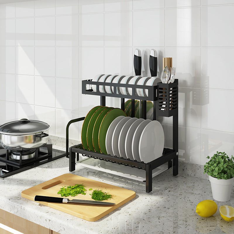 Kệ chén đa năng inox sơn tĩnh điện 2 tầng kèm kệ dao ống đũa kệ để thớt | BigBuy360 - bigbuy360.vn