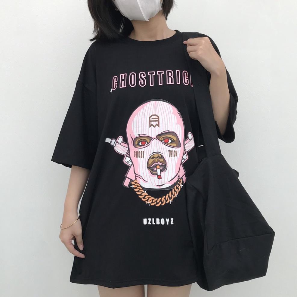 Áo Thun Nam Nữ Unisex Phi Hành Gia Màu Trắng Hồng Cotton Dáng Rộng Tay Lỡ