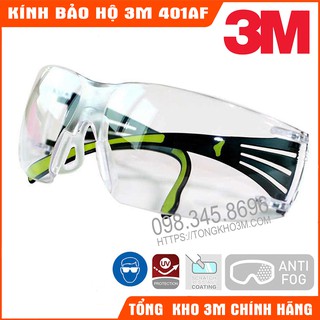 Kính bảo hộ 3M SF401AF kính chống bụi chống tia UV chống đọng sương chống trầy xước (kính trong)