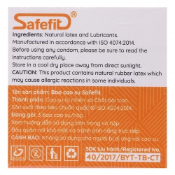 Bao cao su 49mm SafeFit Smooth, bcs siêu mỏng chống xuất tinh sớm kéo dài thời gian quan hệ