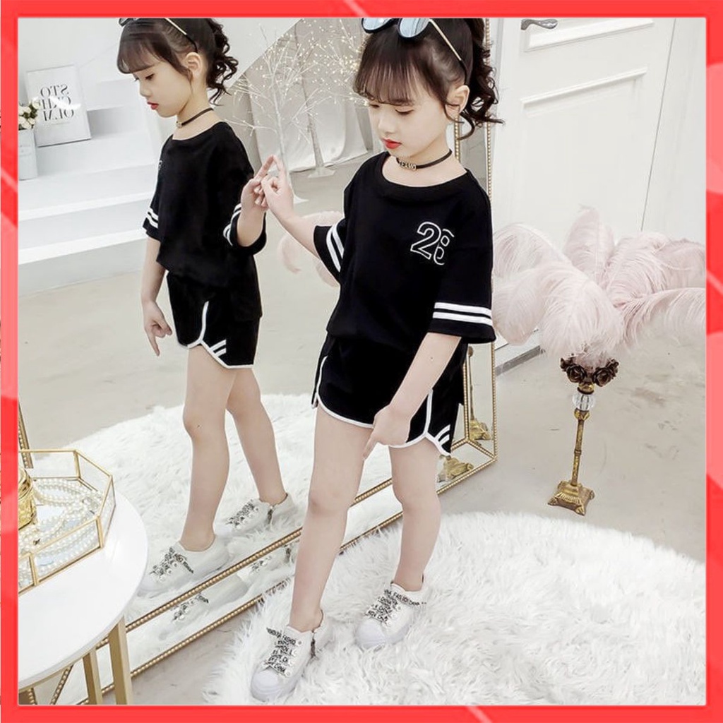 Bộ quần áo bé gái Familylove - Set quần áo trẻ em Phối sọc 28  đáng yêu năng động chất liệu cotton 100% co giãn mềm mịn