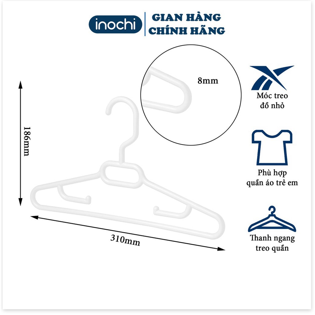 [10 Móc] Treo quần áo trẻ em Hara 181 INOCHI giúp quần áo gọn gàng ngăn lắp với thiết kế chắc chắn MA181